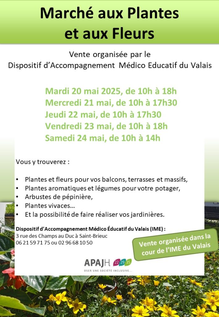 Le DAME du Valais à Saint Brieuc organise son traditionnel marché aux plantes et fleurs de printemps